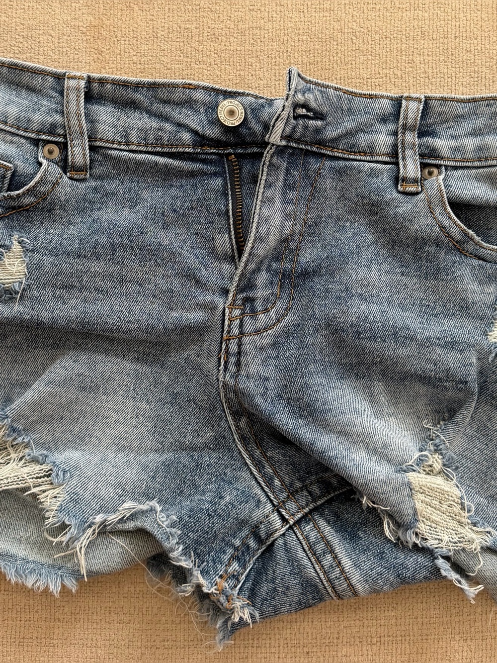 Distressed Light Blue Denim Jean Shorts